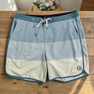 VUORI Cruise Board Shorts Swim Trunks Sagebrush Striped Performance Stretch 36